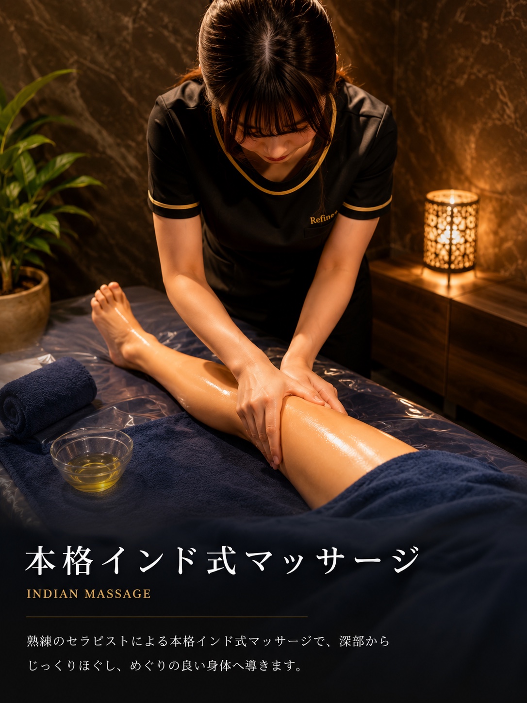 Refine+のインド式マッサージ施術イメージ
